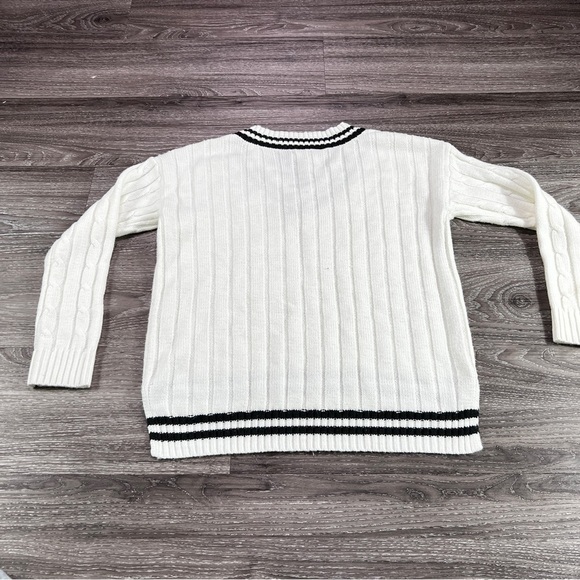 Rue 21 White Cable Knit Sweater with Black Stripes - Picture 1 of 4